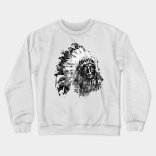 Native American Chief Black and White Crewneck Sweatshirt